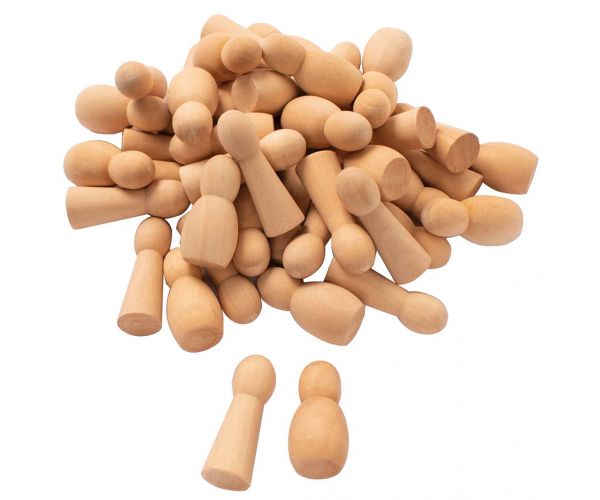 PlayBox: Păpuși din lemn natural 40x47mm, pachet de 50 bucăți