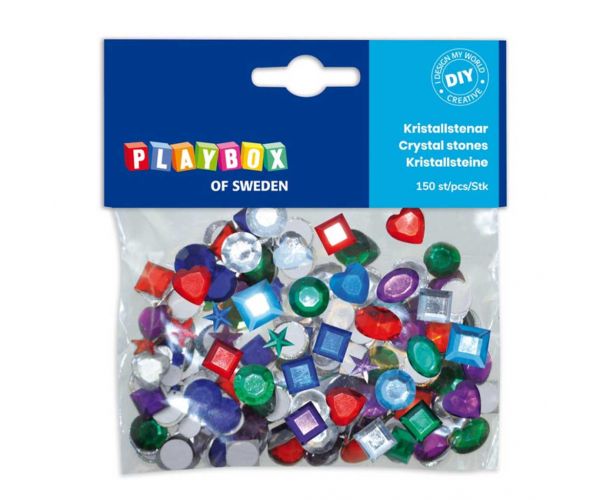 PlayBox: Pietre de cristal autoadezive, set de 150 bucăți, 10-14mm