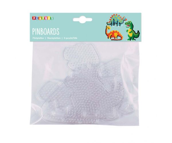 PlayBox: Plăci de bază pentru mărgele MIDI de 5 mm, set de 3 bucăți - Dinozauri