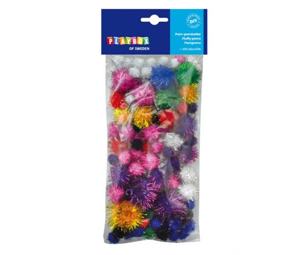 PlayBox: Pomponi strălucitori 100buc 10-35mm