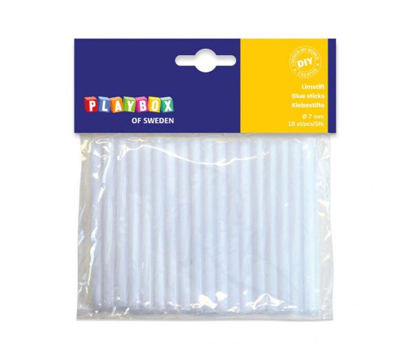 PlayBox: Rezerve de lipici pentru pistoale de lipit de 7mm, pachet de 18 bucăți