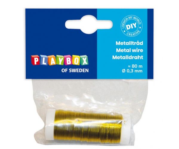PlayBox: Sârmă de legare din metal, culoare aurie, 0,3mm, 80m