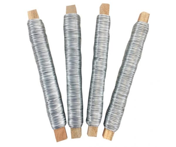 PlayBox: Sârmă de legat metalică de 0,5 mm, culoare argintie, 50 m, set de 4 bucăți