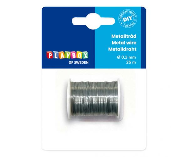 PlayBox: Sârmă metalică de legare, culoare argintie, 0,3mm, 25m