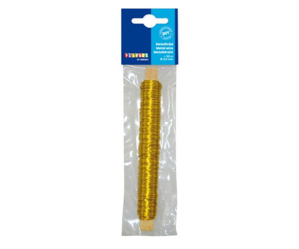 PlayBox: Sârmă metalică de legare, culoare aurie, 0,5mm, 50m