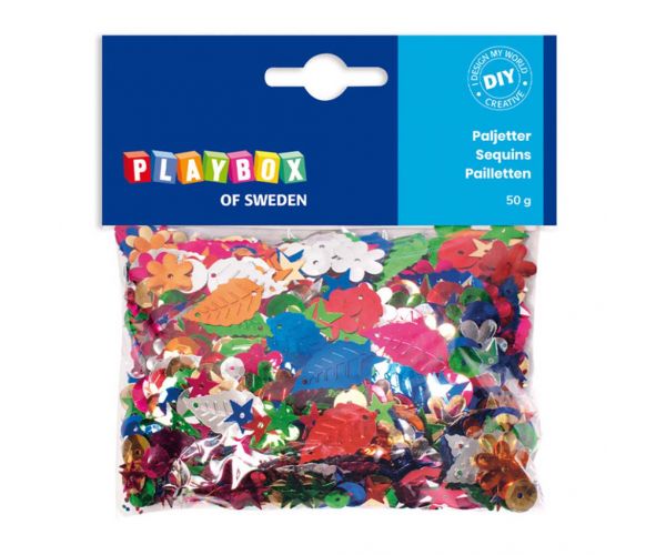 PlayBox: Sclipici de diferite mărimi, culori și forme în pachet de 50g.