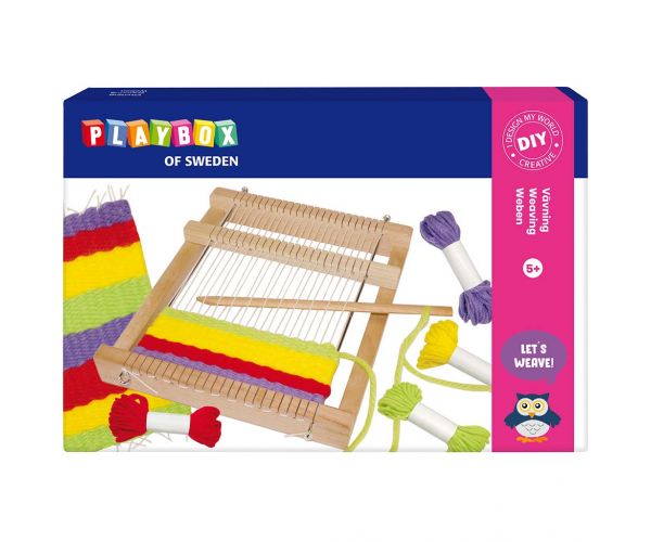 PlayBox: Set complet de țesut cu fire și rame pătrate pentru țesut.