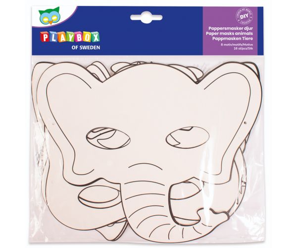 PlayBox: Set de 16 măști de hârtie cu animale