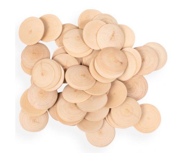 PlayBox: Set de 50 de butoane din lemn cu diametrul de 60mm