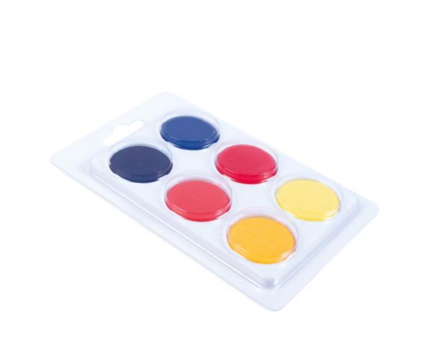 PlayBox: Set de acuarele în 6 culori cu discuri de 30mm.
