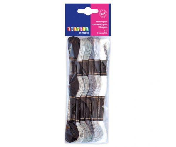PlayBox: Set de ață de brodat, 6 bucăți, negru-alb.