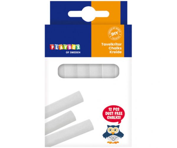 PlayBox: Set de cretă albă 12 bucăți, 8 cm lungime, diametru de 9 mm
