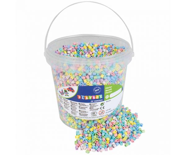 PlayBox: Set de mărgele MIDI pastelate de 5mm, care se pot călca, în găleată, pachet de 10.000 bucăți.