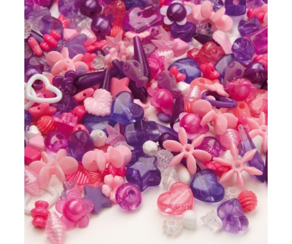 PlayBox: Set de mărgele de plastic pentru gătit, 1000 de bucăți, în culori roz și violet.