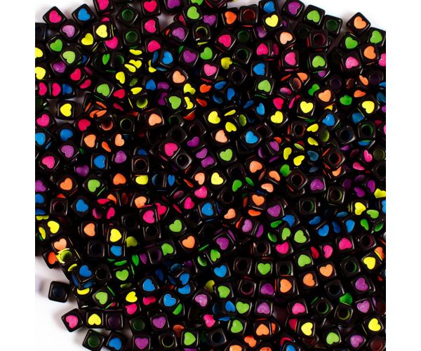 PlayBox: Set de mărgele negre din plastic în formă de inimă, 300 de bucăți