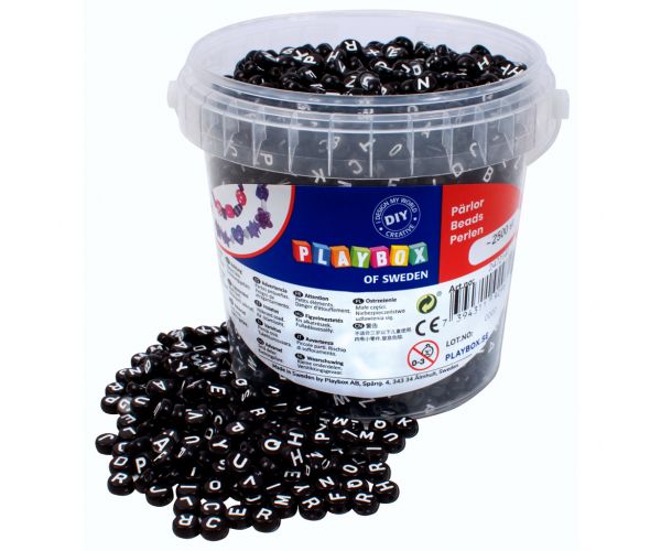 PlayBox: Set de mărgele rotunde negre, 2500 de bucăți