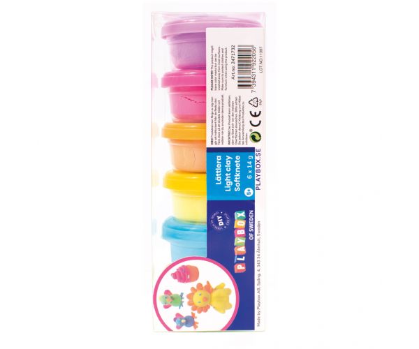 PlayBox: Set de plastilină în culori pastelate, în recipiente, 6x14 grame