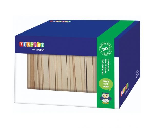 PlayBox: Set de spatule din lemn natur în cutie, 1000 de bucăți