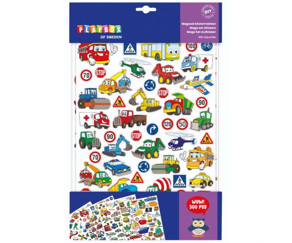 PlayBox: Set mega de autocolante cu vehicule, 500 de bucăți