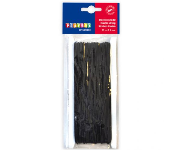 PlayBox: Șnur elastic negru, bobină de 25 de metri cu grosimea de 1mm.