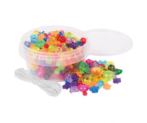 PlayBox: Transparent, mărgele de diferite forme și dimensiuni, 180 bucăți