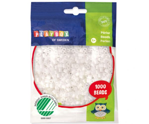 PlayBox: mărgele MIDI albe, de 5 mm, care se pot călca, set de 1000 bucăți.
