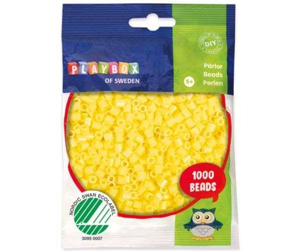PlayBox: mărgele MIDI de călcat, de 5 mm, 1000 bucăți, în culoare galben pastel