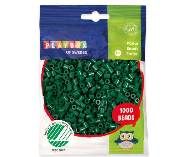 PlayBox: mărgele MIDI de călcat de 5mm, 1000 bucăți în culoare verde închis.