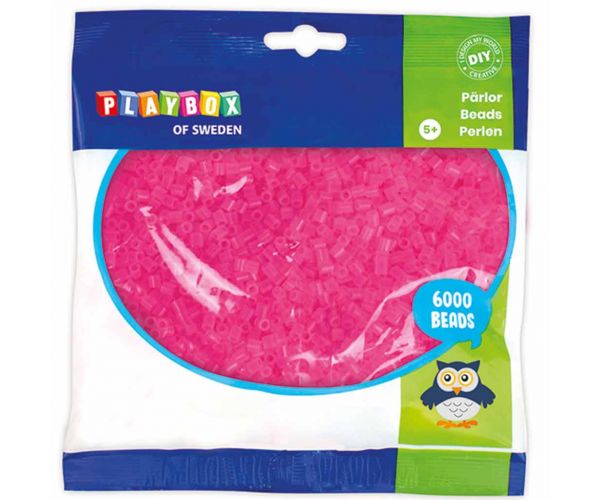 PlayBox: 5mm-es MIDI áttetsző vasalható gyöngy pink színben 6000db-os csomag