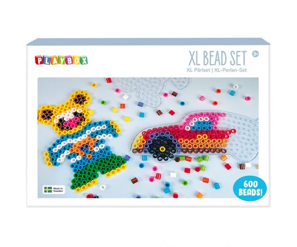 PlayBox: set XL MIDI de mărgele pentru călcat de 9 mm, 600 de piese - Mașină și ursuleț