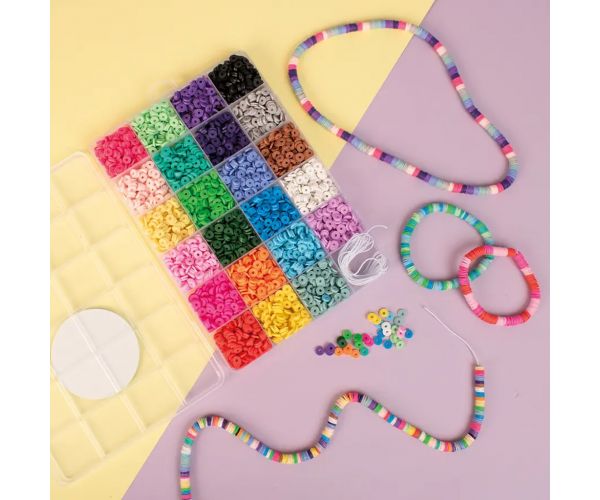 PlayBox: set de 3500 mărgele Heishi pentru înșirat, în cutie de depozitare