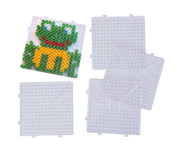 Playbox: Set bază pentru mărgele de călcat XL – 5 bucăți, formă pătrată, interconectabile