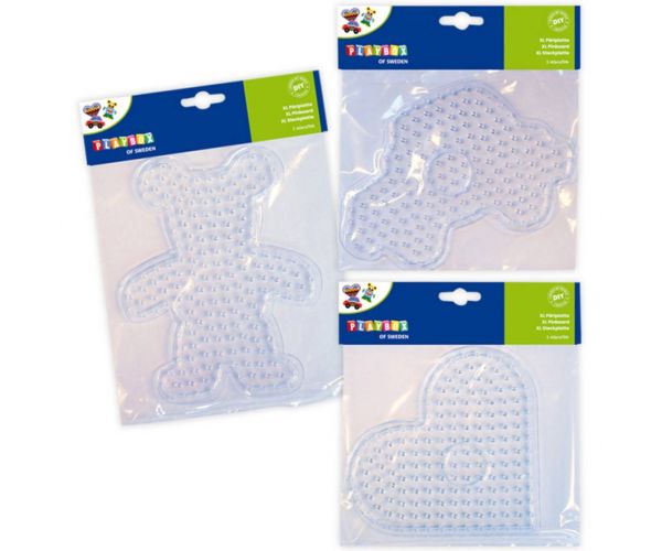 Playbox: Set de plăci de bază pentru mărgele de călcat XL – 3 bucăți (ursuleț, inimă, mașină)