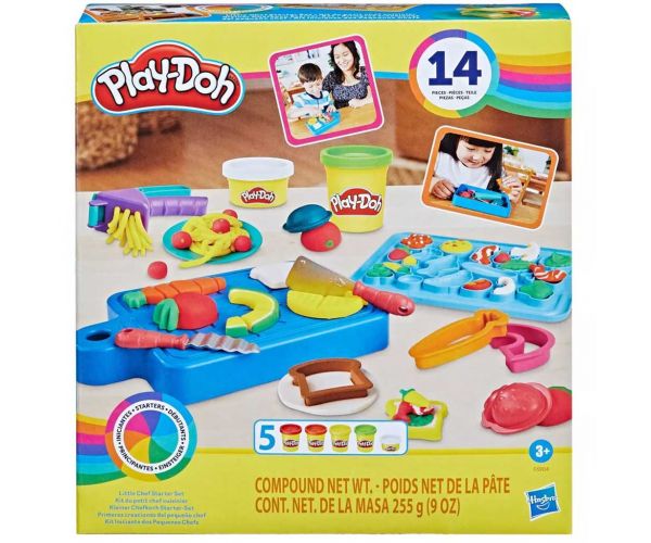 Play-Doh: Little Chef set plastilina cu 5 tuburi de plastilina si accesorii 255g - Hasbro