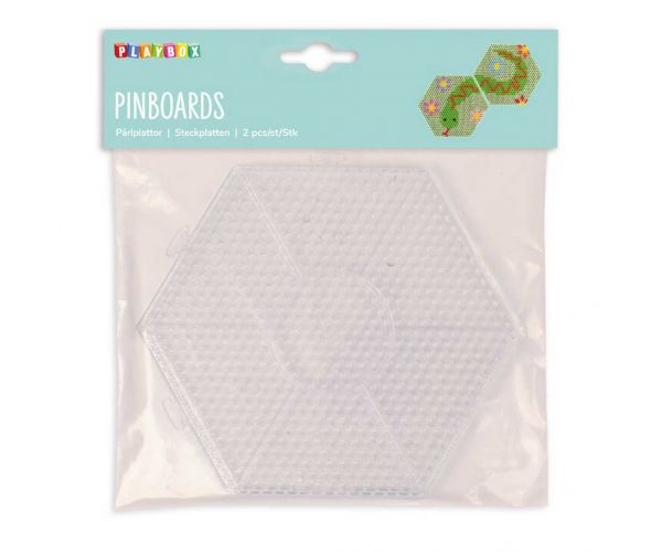 PlayBox: Pachet de plăci de bază hexagonale pentru mărgele termoadezive MIDI de 5 mm, set de 2 bucăți