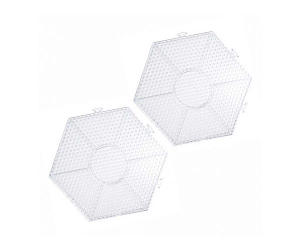 PlayBox: Pachet de plăci de bază hexagonale pentru mărgele termoadezive MIDI de 5 mm, set de 2 bucăți