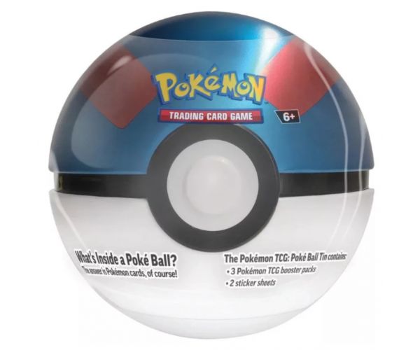Pokémon TCG 2024 Poké Ball Tin – cutie metalică în formă de Poké Ball cu 3 pachete booster, în mai multe variante