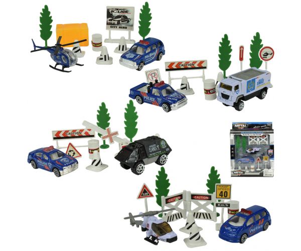 Police Set: Set de poliție cu vehicule și accesorii în diferite variante 1buc.