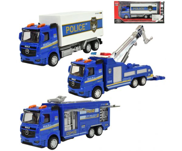 Police Set: Lendkerekes rendőrségi teherautó fénnyel és hanggal többféle változatban 19cm 1db