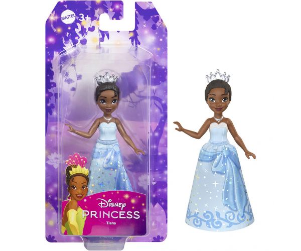Prințese Disney: Păpușă mini Prințesa Tiana în rochie albastră - Mattel
