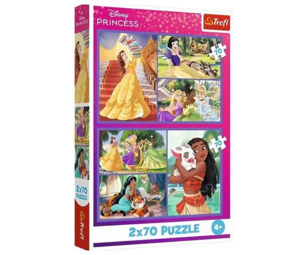 Prințesele Disney puzzle 2x70 piese - Trefl