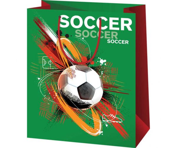 Pungă cadou uriașă cu model de minge de fotbal 33x15x44,5 cm