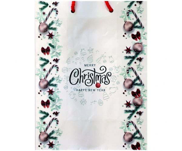 Pungă de cadou cu model Merry Christmas 17,5x22,5x9,5cm