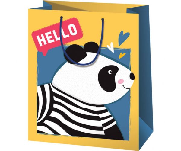 Pungă mare de cadou cu model panda, 33x26,7x13,7 cm