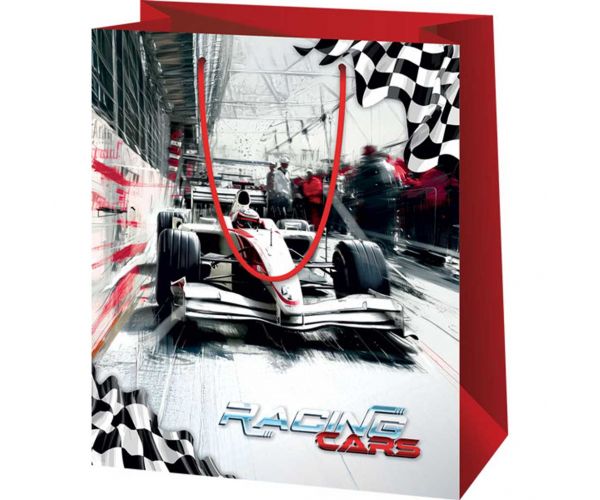 Pungă mare de cadou cu tematică Formula 1, 26x13x33 cm
