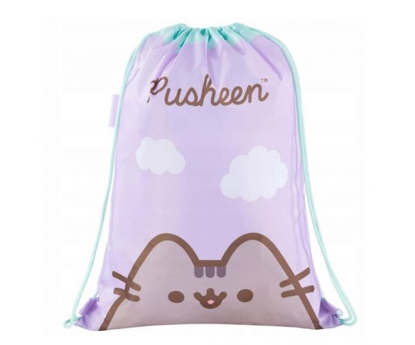 Pusheen sac de gimnastică mov, sac sport 43x34cm
