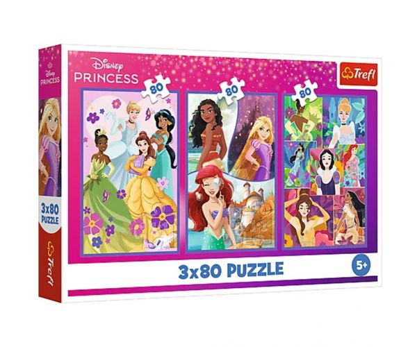 Puzzle 3x80 piese Disney+prințese prietene - Trefl