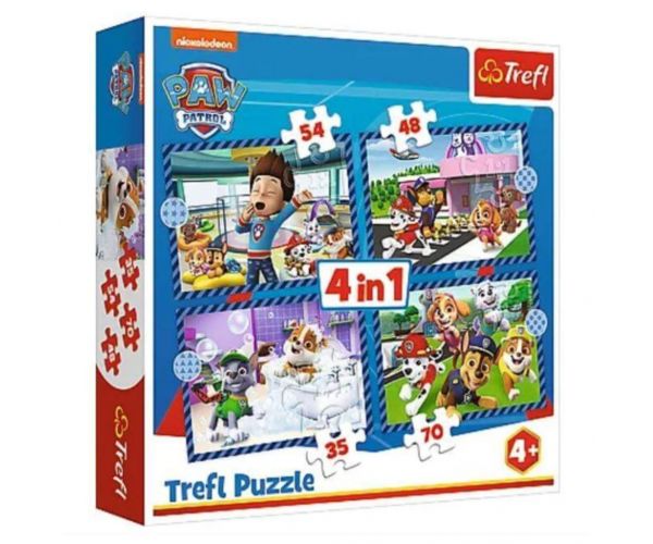 Puzzle 4 în 1 Patrula Cățelușilor 70-54-48-35 piese - Trefl