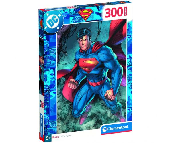 Puzzle DC Comics Superman în acțiune, 300 piese - Clementoni