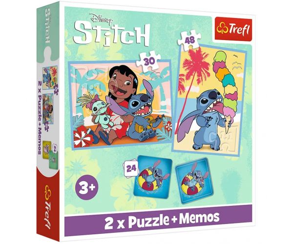 Puzzle Disney Lilo & Stitch și set de cărți de memorie 2 în 1 - Trefl